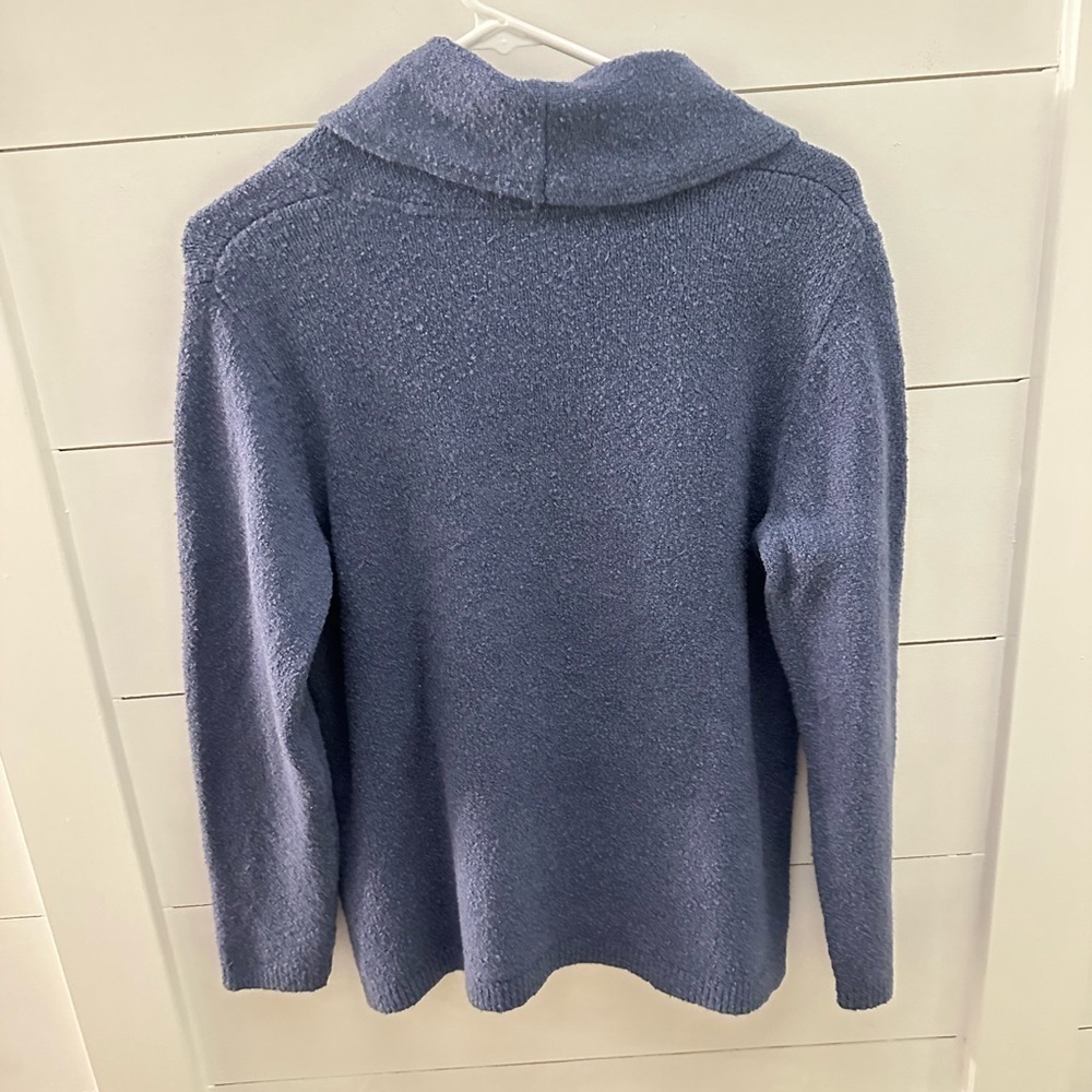 J JILL S Blue mock neck woman exaggerated neck coastal grandma corpcore sweater - Picture 3 of 12